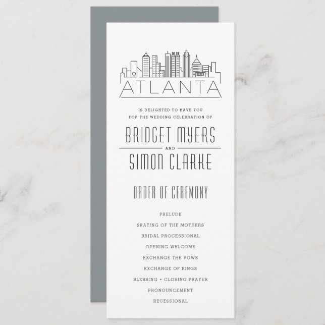 Atlanta Stylised Skyline | Wedding Program (Front/Back)