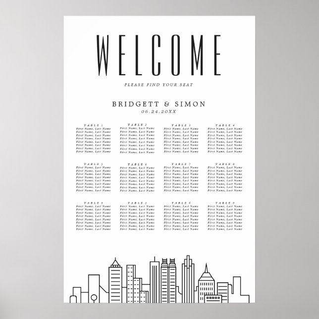 Atlanta Wedding | 12 Table Seating Chart  (Front)
