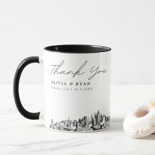 Atlanta Wedding Custom Personalised Coffee Mug (With Donut)