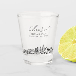 Atlanta Wedding Favour Personalised Cheers Shot Glass