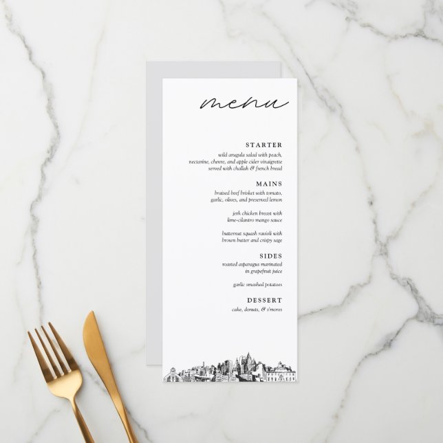 Atlanta Wedding Reception Dinner Menu (Front/Back In Situ)