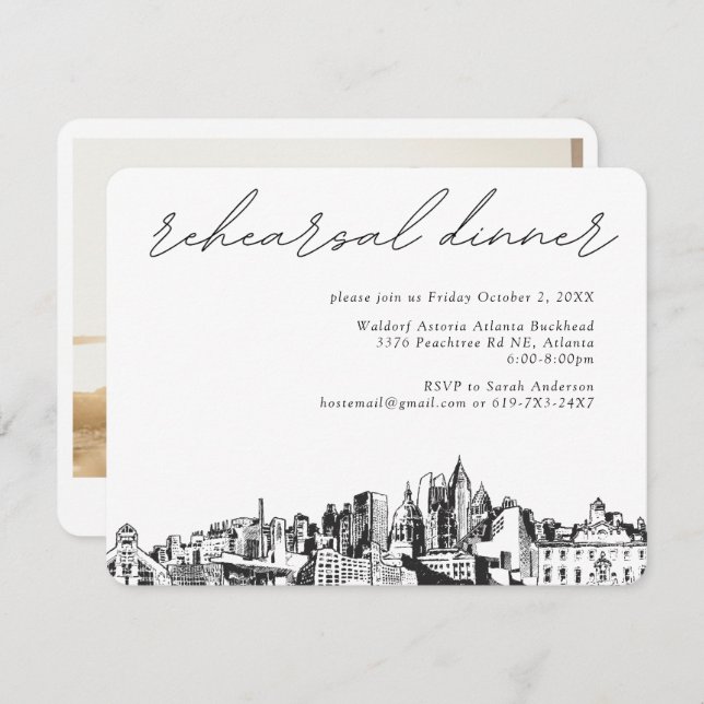Atlanta Wedding Rehearsal Invite Enclosure Card (Front/Back)