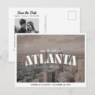 Atlanta Wedding Save the Date Downtown Retro Postcard