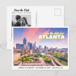 Atlanta Wedding Save the Date Skyline Postcard