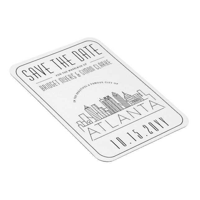 Atlanta, Wedding | Stylised Skyline Save the Date Magnet (Right Side)