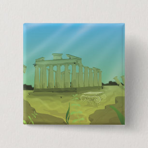 Atlantas cartoon landscape 15 cm square badge