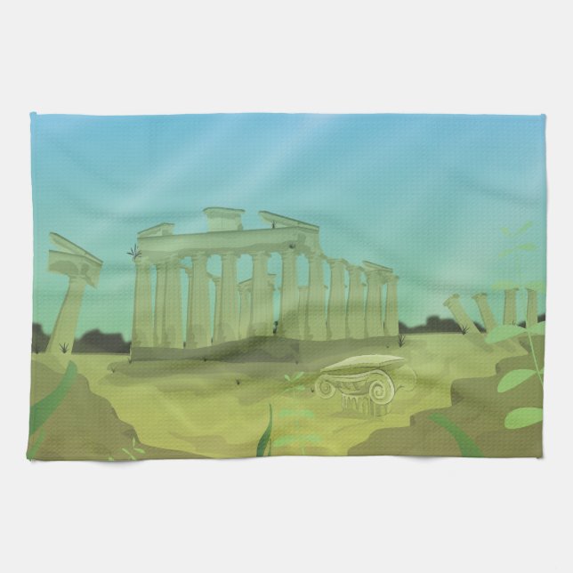 Atlantas cartoon landscape tea towel (Horizontal)