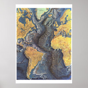 " Atlantic: 1968 - The Atlantic OCEAN FLOOR map .. Poster