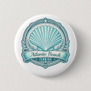 Atlantic Beach FL Coastal Seashell Emblem 6 Cm Round Badge