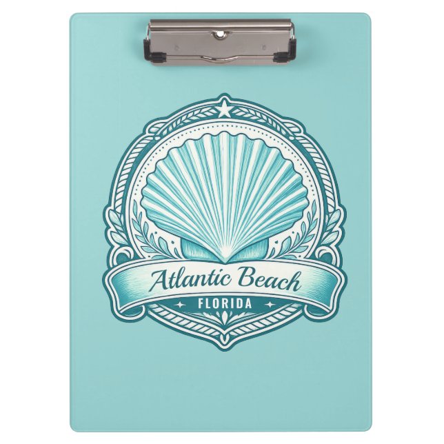 Atlantic Beach FL Coastal Seashell Emblem Clipboard (Front)
