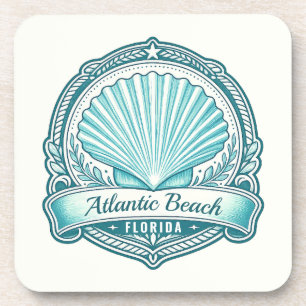 Atlantic Beach FL Coastal Seashell Emblem Coaster