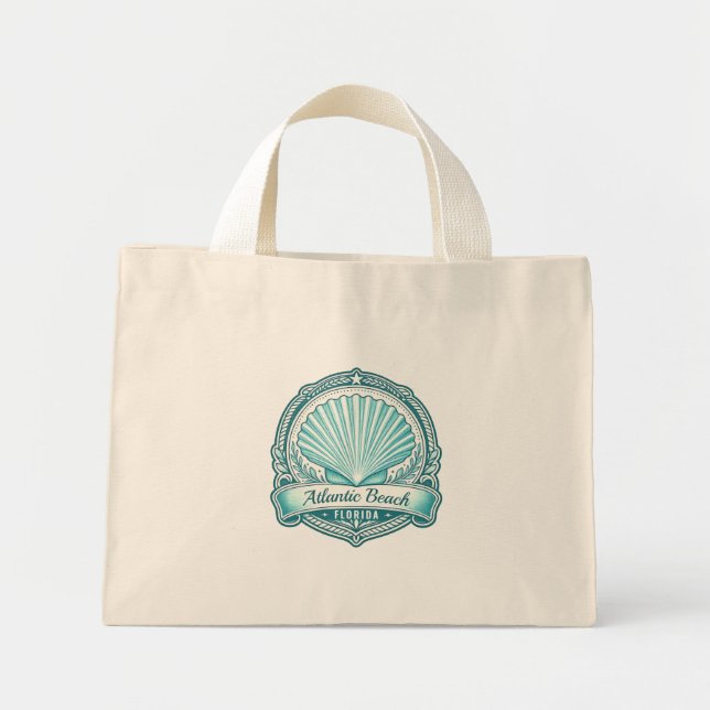 Atlantic Beach FL Coastal Seashell Emblem Mini Tote Bag (Front)