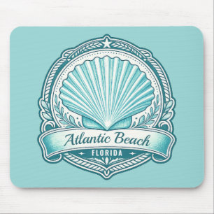 Atlantic Beach FL Coastal Seashell Emblem Mouse Pad
