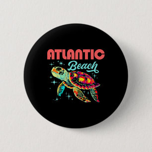Atlantic Beach Nc Artistic Sea Turtle Retro 6 Cm Round Badge