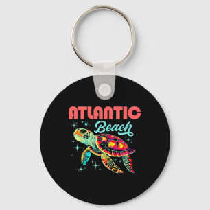 Atlantic Beach Nc Artistic Sea Turtle Retro Key Ring