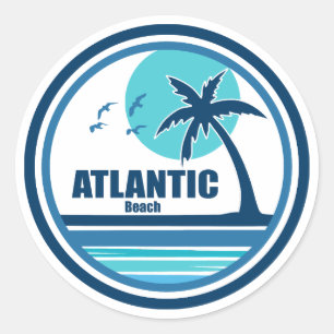 Atlantic Beach North Carolina Palm Tree Birds Classic Round Sticker