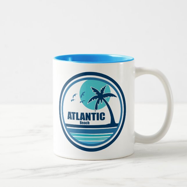 Atlantic Beach North Carolina Palm Tree Birds Two-Tone Coffee Mug (Right)