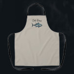 Atlantic bluefin tuna Beige Apron<br><div class="desc">Atlantic bluefin tuna Beige Apron 

Beautiful Beige apron with a bluefin tuna image and customizable text.
Gift this beautiful bluefin tuna apron to anyone who loves cooking fish and seafood.</div>