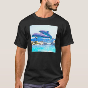Atlantic Bottlenose Dolphins Breaching Water T-Shirt