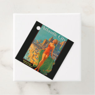 Atlantic City Beach Beauty Vintage Artwork Favour Tags