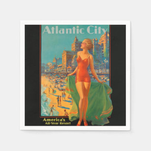Atlantic City Beach Beauty Vintage Artwork Napkin