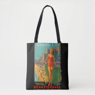 Atlantic City Beach Beauty Vintage Artwork Tote Bag