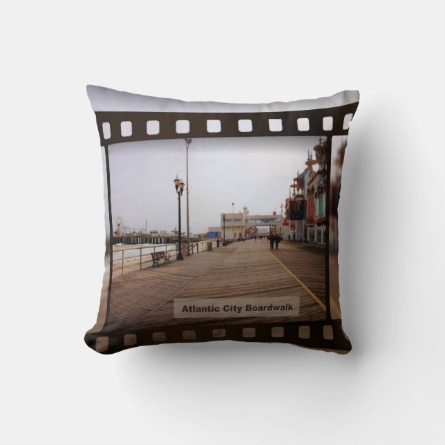 Atlantic City Beach Boardwalk on Film Cushion (Front)