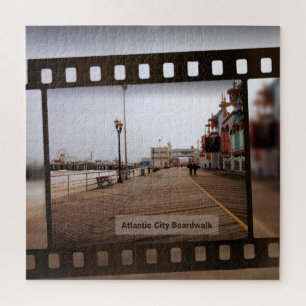 Atlantic City Beach Boardwalk on Film Jigsaw Puzzle