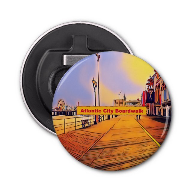 Atlantic City Beach Boardwalk Pop Art Bottle Opener (Front)