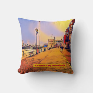 Atlantic City Beach Boardwalk Pop Art Cushion