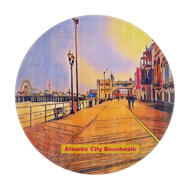 Atlantic City Beach Boardwalk Pop Art Cutting Board (Front)