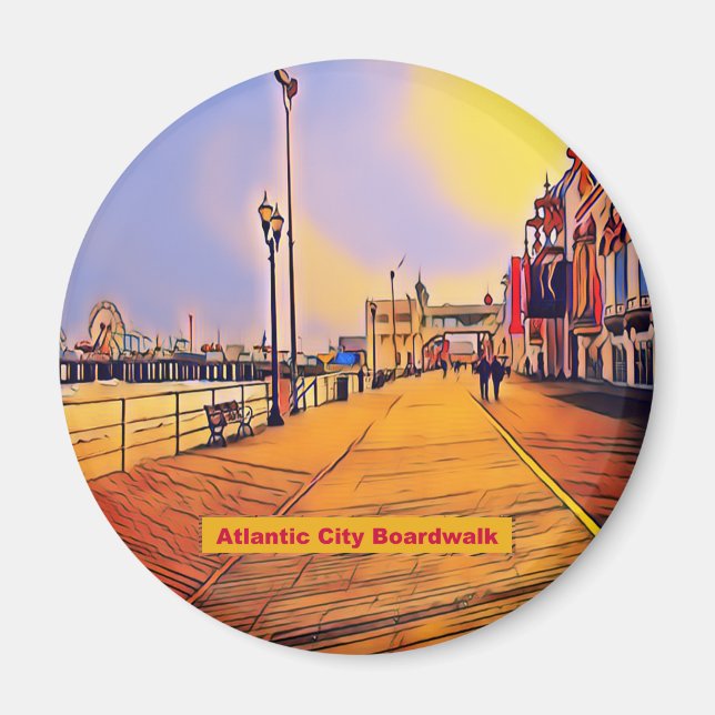 Atlantic City Beach Boardwalk Pop Art Magnet (Front)