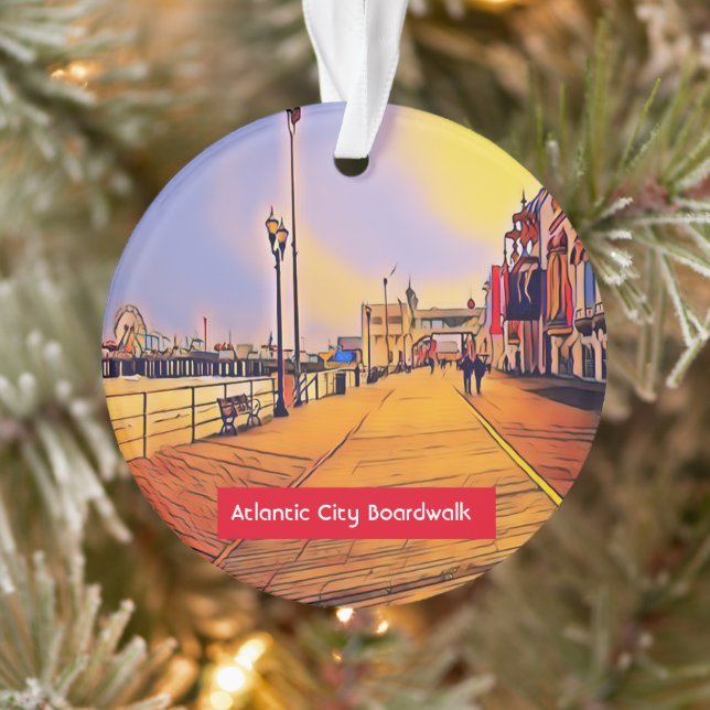 Atlantic City Beach Boardwalk Pop Art Ornament (Tree)