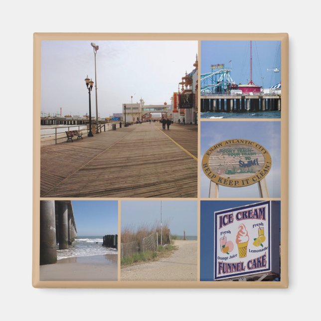 Atlantic City Beach Photo Collage Magnet (Front)