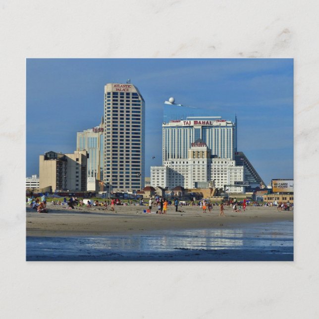 Atlantic City Beach With Casino Postcard (Front)
