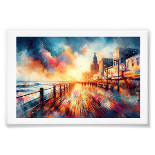 Atlantic City Boardwalk Sunset, Photo Print