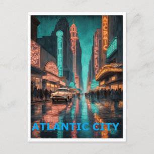 Atlantic City Colourful Graphic Design  Postcard