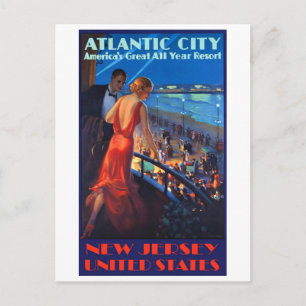 Atlantic City, Couple on Romantic Summer Night Postcard