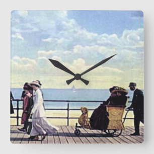 Atlantic City New Jersey Along the Boardwalk Square Wall Clock