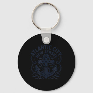 Atlantic City New Jersey Anchor Rope Nautical Gift Key Ring