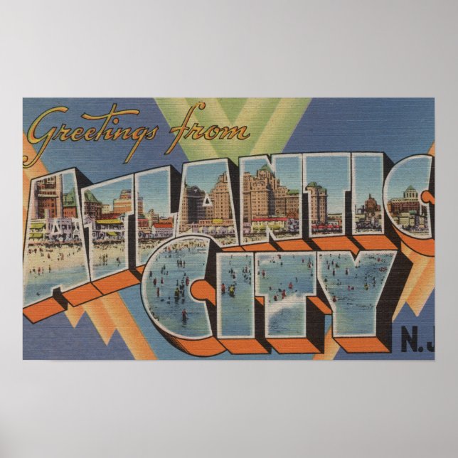 Atlantic City, New Jersey (Boardwalk Scene) Poster (Front)