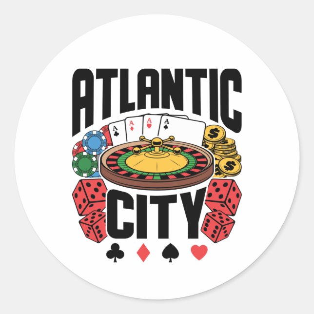 Atlantic City New Jersey Casino Gambling Classic Round Sticker (Front)