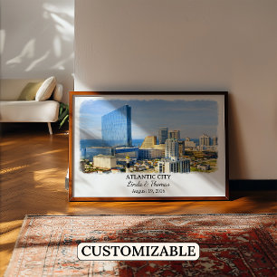 Atlantic City New Jersey Poster, Watercolor, Custo Poster