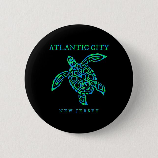 Atlantic City New Jersey Sea Turtle Boys Girls Tod 6 Cm Round Badge (Front)