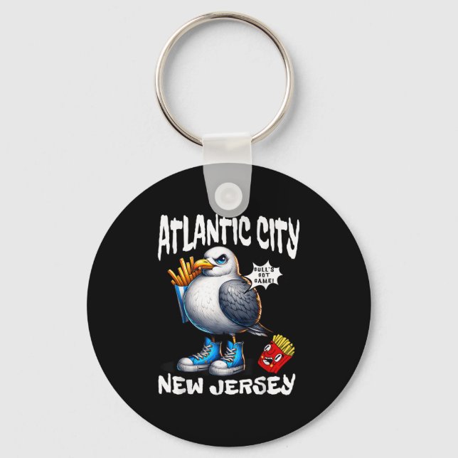 Atlantic City New Jersey Seagull French Fries Funn Key Ring (Front)