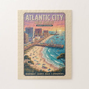Atlantic City, New Jersey Travel Poster Jigsaw Puzzle