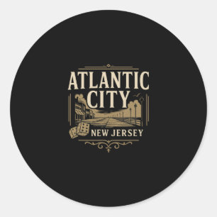 Atlantic City New Jersey Vacation Casino Gaming Ga Classic Round Sticker