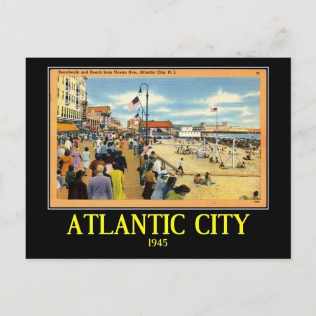 Atlantic City, New Jersey, Vintage Postcard (Front)