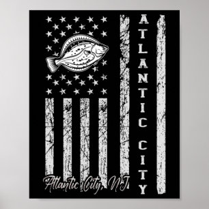 Atlantic City Nj For Fluke Fishing Fishermen Poster