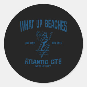 Atlantic City Nj Funny Vintage Beaches Tee Classic Round Sticker